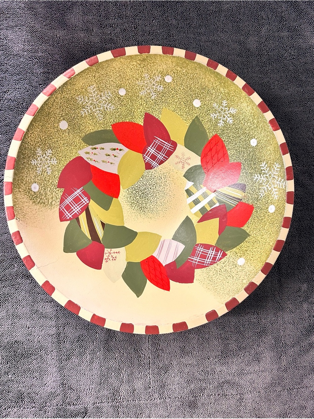 Bed Bath & Beyond Wood Bowl Decorative Christmas Holiday 12" Snowflake